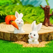 Słodki Królik z Marchewką Miniaturowe Akcesoria Dekoracyjne, Ozdoba Roczna Królika