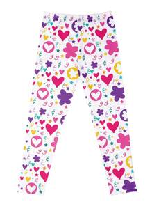 1 Pair Girls Cartoon Print Lightweight Milk Silk Material Leggings, Suitable For Summer Wear