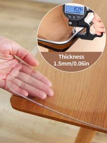 1pc PVC Clear Tablecloth Protector - 1.5mm Thick, Heat Resistant, Waterproof, Scratch-Resistant, Oil Stain Resistant, Suitable For Home And Hotel Plastic Table Cover - Solid Color - View 3