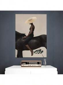 1 Pc Western Cowboy Man Poster Easter Home Room Decoration  Wooden Framed Canvas Painting -  Thickness 2.25cm/0.9inch,Home Gift Decoration, Room Decoration Aesthetic, Wall Decoration Art, Perfect Gift, Autumn And Winter Wall Decoration, Living Room Decoration, Bedroom Decoration, Kitchen Decoration, Entry Decoration, Bathroom Decoration, Direct Wall Painting, High Quality Wall Painting Poster