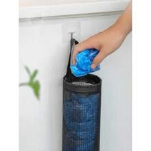 1pc Garbage Bag Storage Hanging Bag, Wall-Mounted Drawstring Shoe Storage Bag, Kitchen Plastic Bag Storage Box, Woven Net Bag, Plastic Bag Rack With Hanging Net Storage, School Supplies, College Student Storage Bag, Storage Bag, Storage Box, Storage, Kitchen