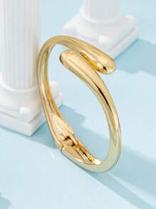 1 Set elegante y sencillo de joyas de brazalete con gota geométrica de metal liso con diseño de serpiente, adecuado para mujeres