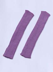 1 par de calentadores de piernas tejidos, de estilo sencillo y moda casual para uso diario, cómodos - Morado - Ver 2