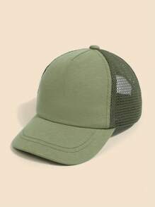 1顶幼儿棒球帽，防紫外线透气网眼男婴棒球帽，可调节户外沙滩遮阳帽 - 軍綠 - 查看 4