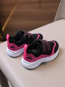 1 par de zapatillas deportivas transpirables para niños, zapatillas de tenis antideslizantes y ligeras con cierre de , adecuadas para niños, niñas, correr, interior/exterior, juegos de pelota, vacaciones, todas las estaciones - Rosa Fucsia - Ver 6