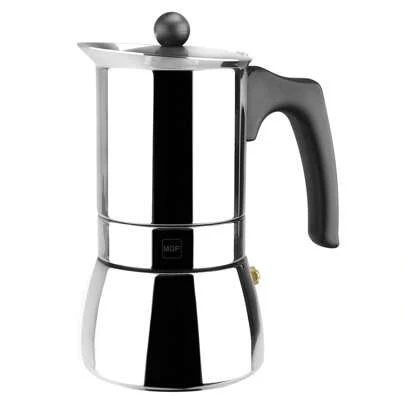 Magefesa Genova cafetera italiana, fabricada en acero inoxidable 18/10, compatible con todo tipo de cocina, incluido inducción, fácil limpieza, café, moka ✅ Entrega 24/72h