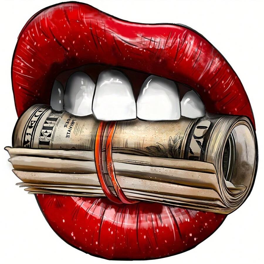 1pc/2pcs/3pcs Money Lips Digital Art Patches Pattern Iron On Transfer Stickers For T-Shirts Sweatshirts Jeans Bag Clothing Accessories Masks Jeans And Backpacks Hats Pillows - Washable And Long-Lasting