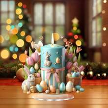 2D Boho Style Easter Candle Decor With Egg Pattern