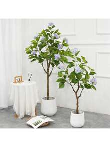 Arbre à fleurs d'hortensia artificiel, 4 pieds/5 pieds de haut, faux arbre d'hortensia décoratif en pot, arbre artificiel moderne et réaliste pour salon, maison, bureau