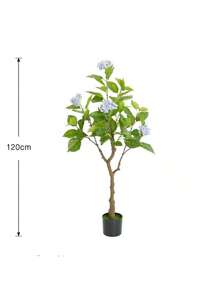 Arbre à fleurs d'hortensia artificiel, 4 pieds/5 pieds de haut, faux arbre d'hortensia décoratif en pot, arbre artificiel moderne et réaliste pour salon, maison, bureau
