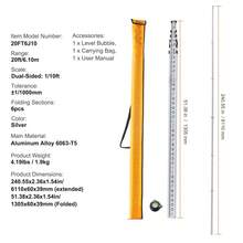 Aluminum Grade Rod, 3/4/6 Sections Telescopic Measuring Rod, Double-Sided Scale 1/10ft 1/8in Leveling Rod Stick,Aluminum Alloy Survey Rod With Bubble Level &Carrying Bag For Houses,Walls,Floors - 20-feet/10ths - View 7