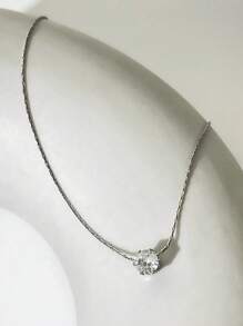 1pc Unique European Style Gold 6-Claw Rhinestone Pendant Necklace, Stainless Steel Clasp Choker, Suitable For Daily Wear And Date/Party