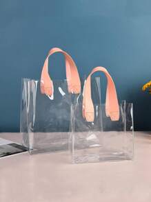 PVC Large Capacity Transparent Plastic Handbag Storage Bag Multifunctional Gift Bag,Christmas