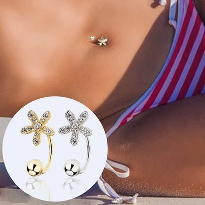 1 件 S925 纯银肚脐 锆石肚脐 银肚脐环 小肚脐 Mimi 肚脐首饰