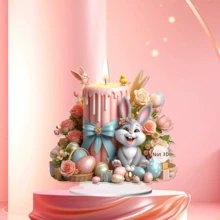 2D Boho Style Easter Candle Decor With Egg Pattern