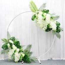 Party Wedding Decor Circle Ring Metal Arch Stand Backdrop Round Ring Artificial Flower Balloons Row Rack For Party Wedding Holiday Decorative,2M Party Favors Room Decor Bride - Gold - View 7