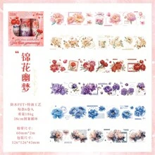 6 rotoli di adesivi a forma di fiori, nastro floreale trasparente in PET per agenda, fai-da-te, custodie per cellulare, scrapbook, calendario, buste, decorazione