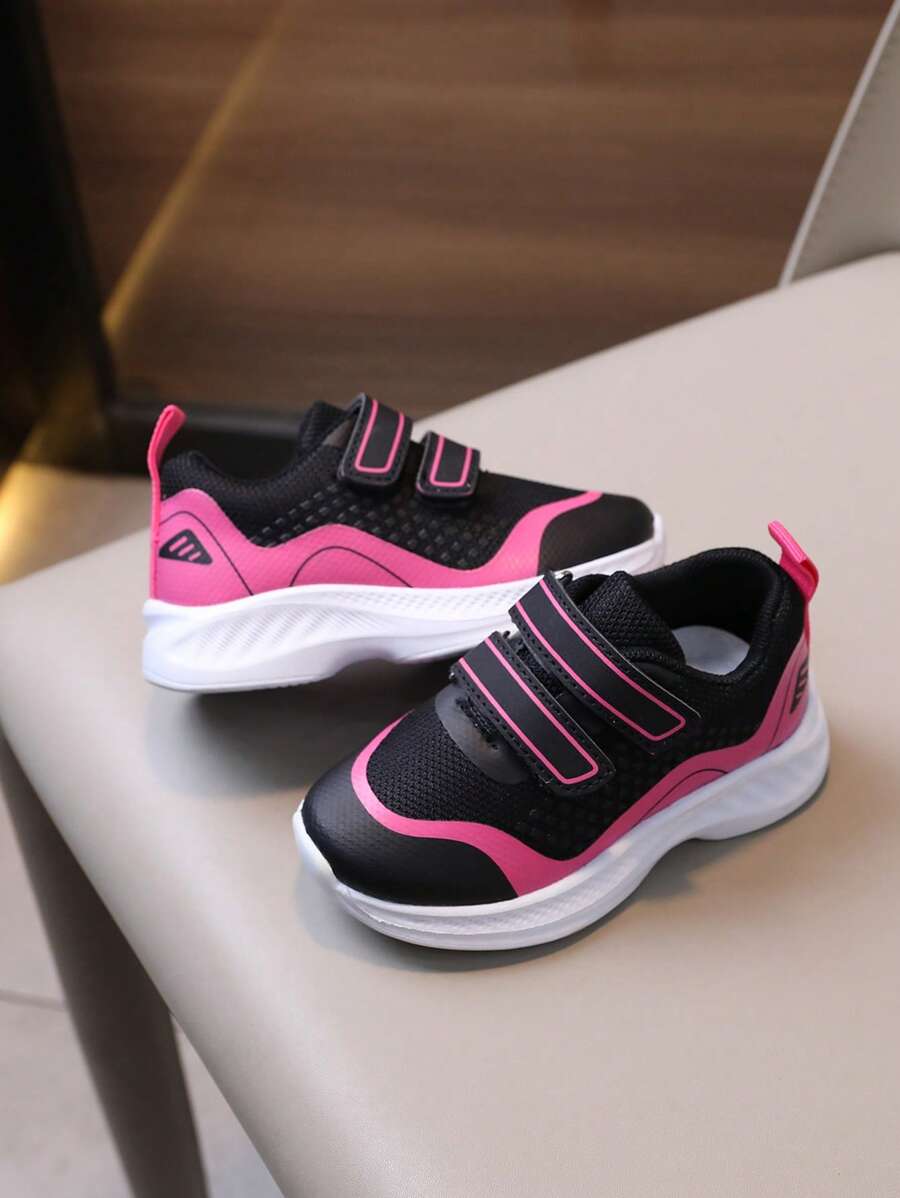 1 par de zapatillas deportivas transpirables para niños, zapatillas de tenis antideslizantes y ligeras con cierre de , adecuadas para niños, niñas, correr, interior/exterior, juegos de pelota, vacaciones, todas las estaciones - Rosa Fucsia - Ver 1