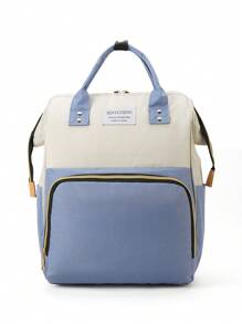 Large Capacity Maternity Bag, Fashionable Diaper Bag For Mom, Oxford Cloth Backpack With Insulated Bottle Holder