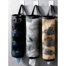 1pc Garbage Bag Storage Hanging Bag, Wall-Mounted Drawstring Shoe Storage Bag, Kitchen Plastic Bag Storage Box, Woven Net Bag, Plastic Bag Rack With Hanging Net Storage, School Supplies, College Student Storage Bag, Storage Bag, Storage Box, Storage, Kitchen