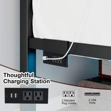 Twin Bed Frame With Headboard And Footboard, LED Bed Frame With Charging Station, Metal Bed For Boys/ Girls, Easy Assembly, Black/ White ( USB LED Strip) * Twin Bed Frame Beds Bed Frame Twin Bed Frame Queen Bed Frame Bed Queen Bed Frame King Bed Frame Bedroom Furniture Bed Frame Full Full Size Bed Frame Twin Bed Frame Beds Cozy Bedroom Home Bedroom Refresh Room Decor Home Decor Christmas Decor Bedroom Decor Valentine Day Decor Storage Living Room Decor Furniture House Decor - 查看 3