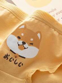 5 pièces / set Culottes à la taille moyenne avec imprimé mignon de bandes de dentelle et de dessins animés pour filles préadolescentes, respirantes. Culottes triangulaires pour étudiantes / filles préadolescentes