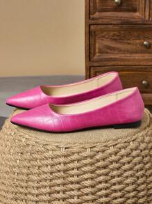 Women's Comfort Black Snake Skin, Red Slip-On, Pink Stone Pattern, Yellow Flat Pointed Toe Shoes - Vacation, Gray Travel, Maroon Autumn, Olive Green Casual, Versatile, Navy Blue, Brown Loafers - 玫紅色 - 查看 4