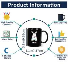 1pc, 11oz Customized Easter Bunny & Floral Text Ceramic Mug, Cute & Sweet, Suitable As Gift For Girlfriend, Valentine's Day, Best Friend, Mom, Family, Pink Or Black Mug, Father's Day, Birthday, Appreciation - All Black - View 2