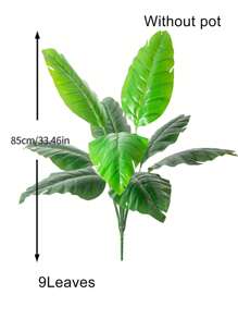 67-85 厘米大型人造鹤望兰树假热带龟背竹植物真实触感棕榈叶塑料香蕉树枝绿色中心装饰适用于家庭花园室内阳台装饰无盆 1 件