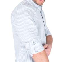 Generra | Men's Classic Striped Long Sleeve Dress Shirt - 藍色 - 查看 4