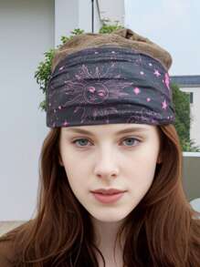 1pc/4pcs Retro Paisley Print Headbands For Girls, Starry Sky Pattern Sports Sweat Headbands Non-Slip Headscarves, Black & White Paisley Yoga Hair Accessories For Women