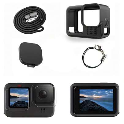 Silicone Sleeve Protective Case For Gopro Hero 13 12 11 10 9 Black Screen Protectors Lanyard For Go Pro Hero13 12 11 Hero10 9 Accessories Kit