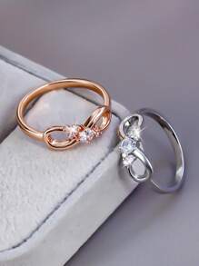1pc Elegant Romantic Infinity Design Sparkling Cubic Zirconia Round Ring, Suitable For Women Everyday Wear, Valentine's Day Gift For Couple, Mom, Mother, Mother's Day, Gift