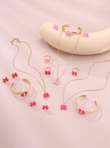 5 件套女孩蝴蝶首饰套装包括项链、手链、戒指、耳环 - 蝴蝶 - 查看 9