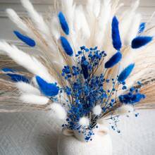 Decoraciones colgantes de estilo bohemio de ratán - Ramillete de flores secas de cola de conejo y phalaris, adecuado para decoración de boda, hogar y fiesta, arreglo floral DIY, decoración de habitación estética, sin plumas, sin electricidad requerida
