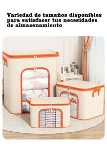 Caja de Almacenaje de Gran Capacidad con Ventana Transparente y Cremallera, Bolsa Resistente al Agua para Edredones, Ropa de Invierno y Organización de Mudanza - Naranja - Ver 7