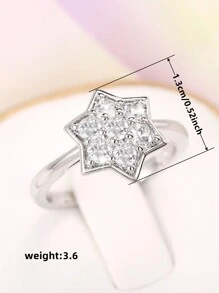 1 pieza Anillo con charm de circonita cúbica para adolescentes, regalo de cumpleaños, joyería para fiesta, decoración diaria
