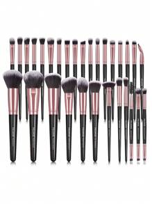 MAANGE 30pcs Professional Makeup Brushes Set Including Foundation Mineral Powder Blush Brush Contouring, Highlight, Eyeshadow Details Brushes Make Up Tool Kit Soft Fiber Comfortable Handle For Travel, Makeup Reapply, Valentine's Day Gift - 黑色 - 查看 5