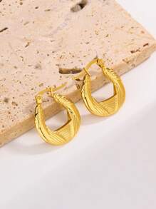 1 par/4 pares de pendientes geométricos asimétricos de acero de titanio con patrón liso, vintage y versátiles de acero inoxidable para mujeres