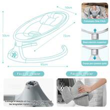 Silla mecedora para bebe,Moisés Plegable Con Colchón Y Mosquitero,mando a distancia,bluetooth - Gris - Ver 9