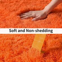 Soft Fluffy Shag Throw Area Rug, 2x4 Black, Non-Slip Bedroom, Hallways, Bedside, Dorm, Living Room - Long Shaggy Rug - Orange - View 5