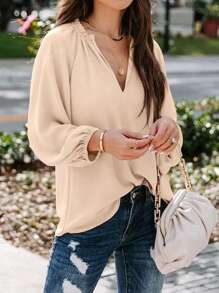 Women's V-Neck Fashionable Slim Fit Design Commuter Elegant Blouse