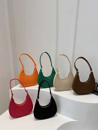 1pc 纯色女包韩版石头纹腋下包休闲单肩手提包时尚高端纯色搭配适合女生逛街日常使用时尚包包超轻包包单肩包糖果色腋下包是送给小女孩礼物的好选择