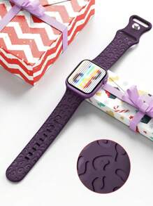 豹纹花卉雕刻表带，兼容 49mm、45mm、44mm、42mm、41mm、40mm、38mm、46mm 表带；猎豹纹防水运动硅胶腕带，替换表带，兼容 Series 11、10、9、8、7、6、5、4、3、2、1、SE，女士款 - 深紫 - 查看 8