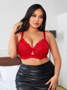 1 pieza Sujetador sin aros, ajustable, sin costuras, transpirable y cómodo de encaje sexy, talla grande, para realzar la tensión del pecho