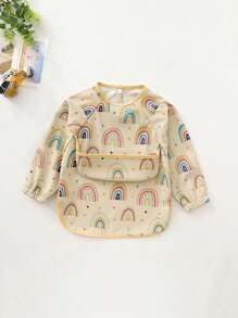 彩虹印花嬰兒長袖圍兜