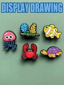 23 PCS Submarine Coral Series, Starfish, Conch, Coral, Seahorse, Water Grass Convey A Unique Creative Design, Can Let People Find That The Original Foot Decoration Can Have So Many Novel Ways To Play, Unlock A Variety Of Different Collocation Possibilities, Removable Washing