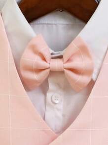 3pcs/Set Young Boy Children Formal Tuxedo Vest, Pants, Necktie Gentleman Suit, Suitable For Holidays, Celebrations, And Daily Activities - Pink - View 5