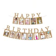 Decoraciones de cumpleaños Pancarta de fotos en marcos de tarjetas de fotos Suministros para fiestas - Pancarta de feliz cumpleaños para fiesta - Ver 7