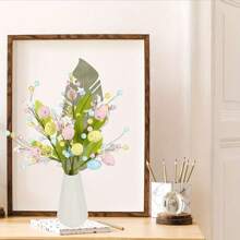 1/2 Pcs Easter Artificial Flowers Easter Eggs Berries Stem Picks Branches Colorful Easter Party Floral Arrangement Crafts Decorations For Spring Easter Birthday Wedding Party Home Vase Decor Gifts Graduation - Multicolor - View 4